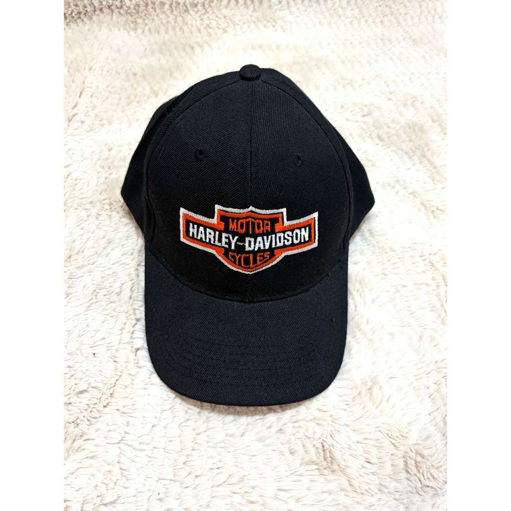 Harley Davidson Hat Vintage Motor Cycles Embroidered Logo Cap Black Y2K Biker